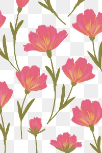 Hand drawn red cosmos flower pattern transparent png
