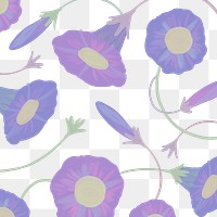 Hand drawn blue cosmos flower pattern transparent png