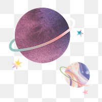 Watercolor Saturn element transparent png