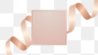Black square frame with pink gold ribbon transparent png