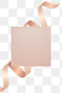 Black square frame with pink gold ribbon transparent png