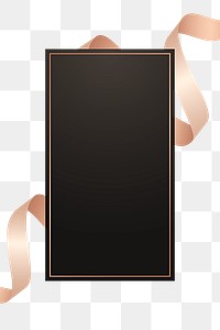 Black rectangle frame with pink gold ribbon transparent png