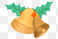 Hand drawn gold bell Christmas element transparent png