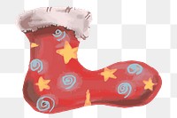 Hand drawn Christmas stocking sock element transparent png