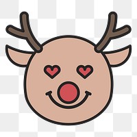 Rudolph reindeer in love emoticon on transparent background vector