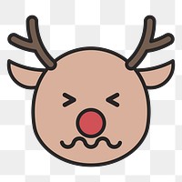 Rudolph reindeer with with confounded face emoticon on transparent background vector