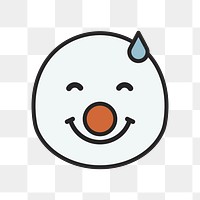 Snowman with sweat emoticon on transparent background vector