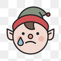 Elf with tear emoticon on transparent background vector