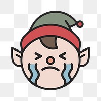 Elf crying emoticon on transparent background vector