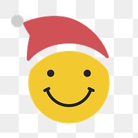 Round yellow Santa slightly smiling emoticon on transparent background vector