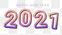Neon happy new year 2021 wallpaper transparent png