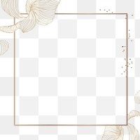 Golden floral square frame social ads template transparent background png