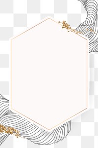 Golden hexagon frame transparent png