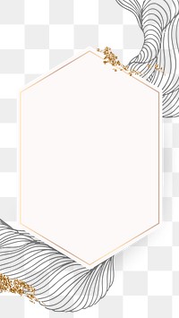 Golden abstract hexagon frame transparent png