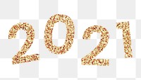 Festive golden shimmering 2021 transparent png