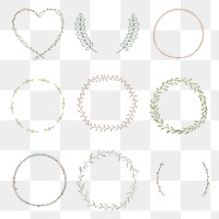 Leafy frame set transparent png