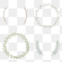 Leafy frame set transparent png