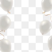 White balloons border frame png with transparent background