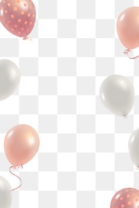 Girly balloons border frame png in transparent background