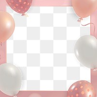 Pink birthday balloons frame png