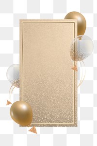Golden luxury balloons frame png in transparent background