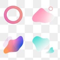 Colorful gradient elements collection transparent png