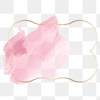 Gold badge with pink watercolor paint transparent png