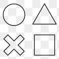 Stroke geometric shapes set transparent | Premium PNG - rawpixel