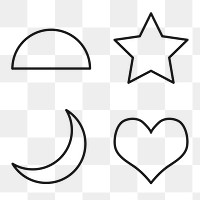 Stroke geometric shapes set transparent | Premium PNG - rawpixel