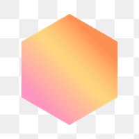 Orange gradient hexagon geometric shape transparent png