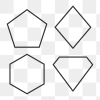 Stroke geometric shapes set transparent png
