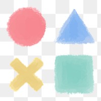Colorful watercolor geometric shapes set transparent png
