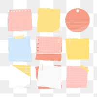 Colorful notepaper collection social ads template transparent png