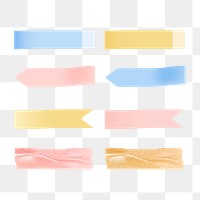 Colorful sticky banner collection social ads template transparent png