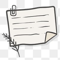 Blank lined paper note with paper clip transparent png