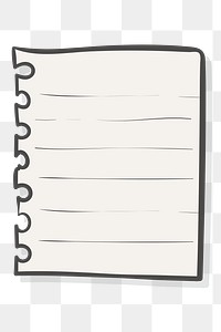 Torn sheet of paper from spiral notebook transparent png