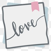 Love hand written on paper note transparent png