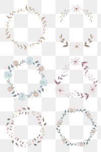 Blank leafy frame design set transparent png