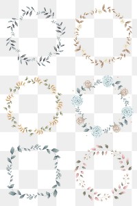 Blank leafy frame design set transparent png