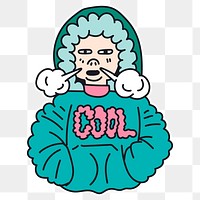 Hand drawn girl in winter time sticker transparent png