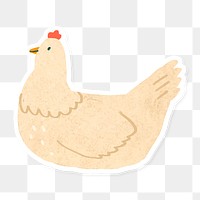 Watercolor cream chicken sticker transparent png