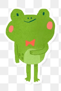 Watercolor frog with a red bow tie sticker transparent png