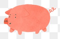 Hand darwn pink pig transparent png