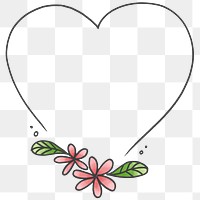 Doodle heart floral frame transparent png