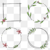 Floral frame set transparent png