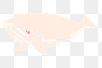 Hand drawn whale doodle transparent png