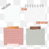 Set of blank paper notes transparent png