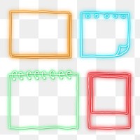 Colorful neon paper notes transparent png