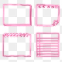 Pink neon paper notes transparent png