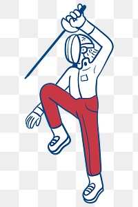 Fencer practicing fencing character transparent png